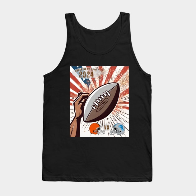 Cleveland Versus Detroit 2024 Football Super Bowl LVIII Tank Top by Little Duck Designs